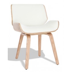 Chaise Nordic Plywood avec coussin en similicuir en bois d'érable