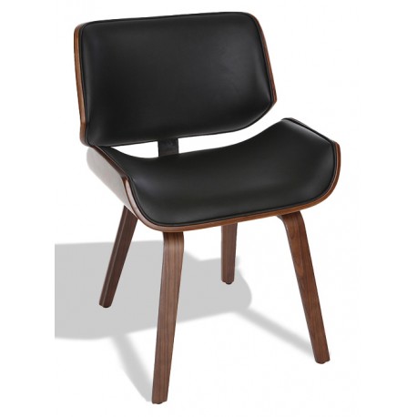 Chaise Nordic Plywood avec coussin en similicuir et bois de noyer